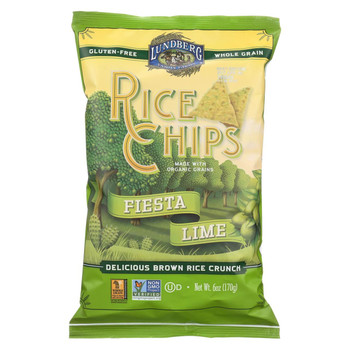 Lundberg Family Farms Rice Chips - Fiesta Lime - Case of 12 - 6 oz.