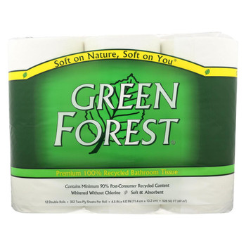 Green Forest Bathroom Tissue - Double Roll 2 Ply - Case of 4 - 12