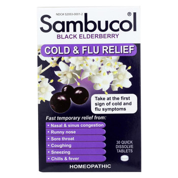Sambucol - Black Elderberry Cold and Flu Relief - 30 Lozenges