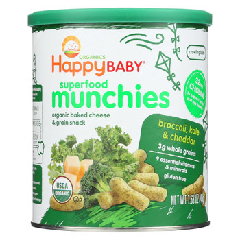 Happy Baby Happy Munchies Baked Organic Snacks - Cheese and Veggie - Case of 6 - 1.63 oz