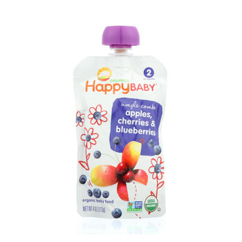Happy Baby Organic Baby Food Stage 2 Apple and Cherry - 3.5 oz - Case of 16 Happy Baby Organic Baby Food Stage 2 Apple and Cherry - 3.5 oz - Case of 16
