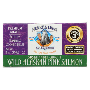 Henry and Lisa's Natural Seafood Wild Alaskan Pink Salmon - Case of 12 - 6 oz. Henry and Lisa's Natural Seafood Wild Alaskan Pink Salmon - Case of 12 - 6 oz.