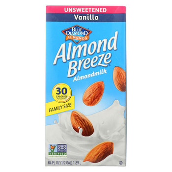 Almond Breeze - Almond Milk - Unsweetened Vanilla - Case of 8 - 64 fl oz.