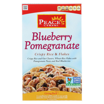 Peace Cereals Cereal - Crispy Rice and Flakes - Blueberry Pomegranate - 12 oz - case of 6