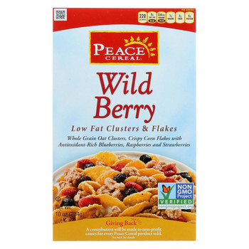 Peace Cereals Cereal - Clusters and Flakes - Low Fat - Wild Berry - 10 oz - case of 6
