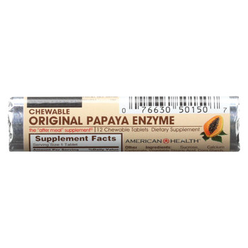 American Health - Original Papaya Enzyme Chewable - 12 Chewable Tablets Each / Pack of 16 - Case of 16