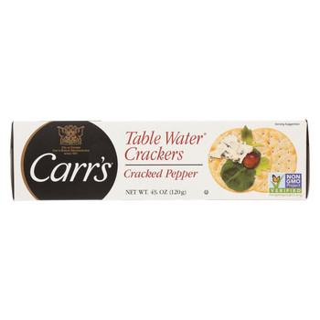 Carr's Table Water Crackers - Bite Size with Cracked Pepper - Case of 12 - 4.25 oz