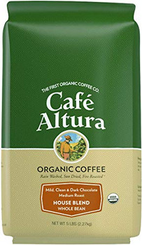 Cafe Altura - 100% Organic Whole Bean Coffee - House Blend - 5 lb.