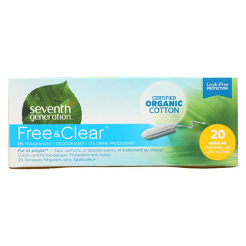 Seventh Generation Tampons - Applicator Free Regular - 20 ct - Case of 12 Seventh Generation Tampons - Applicator Free Regular - 20 ct - Case of 12