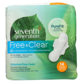 Seventh Generation Maxi Pads - Overnight with Wings - 14 ct - Case of 12 Seventh Generation Maxi Pads - Overnight with Wings - 14 ct - Case of 12