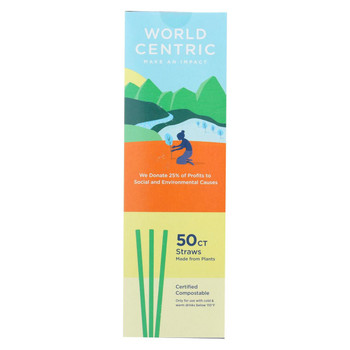 World Centric Straws - 7.75 in - Compostable - 50 count - case of 24 World Centric Straws - 7.75 in - Compostable - 50 count - case of 24