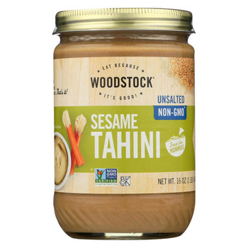 Woodstock Unsalted Sesame Tahini - Case of 12 - 16 OZ