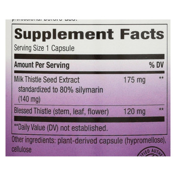 Nature's Way - Milk Thistle Standardized - 120 Vegetarian Capsules Nature's Way - Milk Thistle Standardized - 120 Vegetarian Capsules