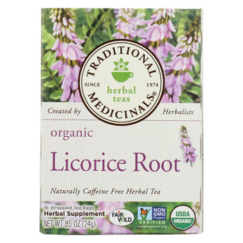 Traditional Medicinals Organic Licorice Root Herbal Tea - 16 Tea Bags - Case of 6