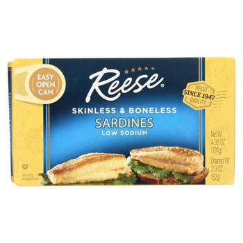 Reese Sardines - Skinless Boneless in Water - Case of 10 - 4.37 oz