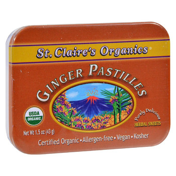 St Claire's Organics Ginger Pastilles Herbal Sweets - 1.5 oz - Case of 6