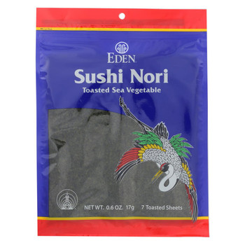 Eden Foods Sushi Nori - Cultivated - Toasted - .6 oz - Case of 6 Eden Foods Sushi Nori - Cultivated - Toasted - .6 oz - Case of 6