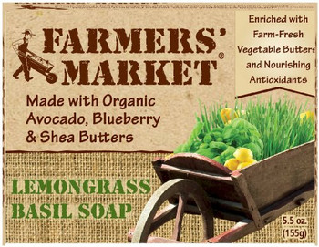 Farmer's Market Natural Bar Soap Lemongrass Basil - 5.5 oz Farmer's Market Natural Bar Soap Lemongrass Basil - 5.5 oz