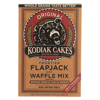 Kodiak Cakes Flapjack and Waffle Mix - Whole Wheat Oat and Honey - Case of 6 - 24 oz.