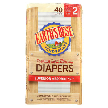 Earth'S Best Chlorine-Free Diapers - Size 2 - Case of 4 - 40 Count