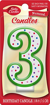 Betty Crocker Candle Number 3 - Case of 6 - 1 Count Betty Crocker Candle Number 3 - Case of 6 - 1 Count
