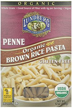 Lundberg Family Farms Organic Penne Brown Rice Pasta - Case of 12 - 12 oz.