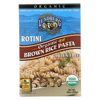 Lundberg Family Farms Organic Brown Rice Rotini Pasta - Case of 12 - 10 oz
