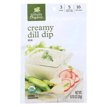 Simply Organic Creamy Dill Dip Mix - Case of 12 - 0.7 oz.