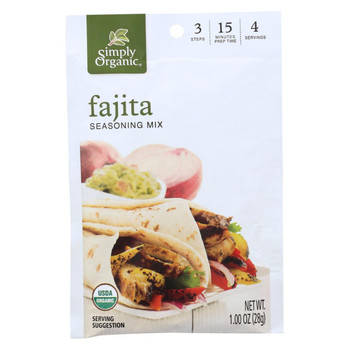 Simply Organic Seasoning Mix - Fajita - Case of 12 - 1 oz.