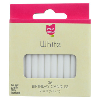 Cake Mate - Birthday Party Candles - Round - White - 2 in x 3/16 in - 36 Count - Case of 12 Cake Mate - Birthday Party Candles - Round - White - 2 in x 3/16 in - 36 Count - Case of 12