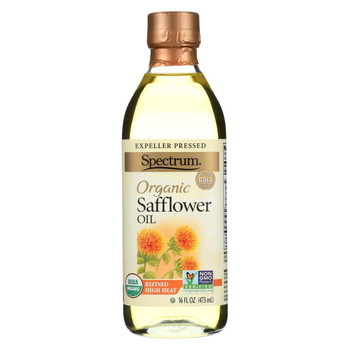 Spectrum Naturals High Heat Refined Organic Safflower Oil - Case of 12 - 16 Fl oz.