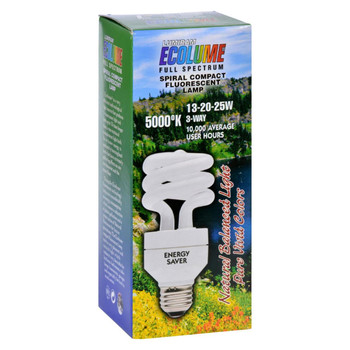 Ecolume Spiral Compact Fluorescent 3 Way Bulb.