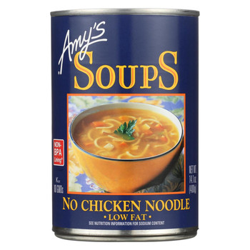 Amy's - Organic Low Fat No-Chicken Nooodle Soup - Case of 12 - 14.1 oz Amy's - Organic Low Fat No-Chicken Nooodle Soup - Case of 12 - 14.1 oz