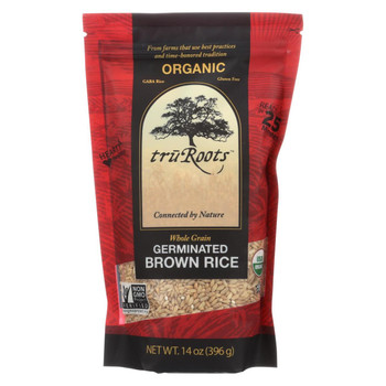 Truroots Organic Germinated Brown Rice - Whole Grain - Case of 6 - 14 oz.