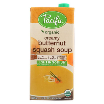 Pacific Natural Foods Creamy Butternut Squash Soup - Light In Sodium - Case of 12 - 32 Fl oz.