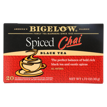 Bigelow Tea Black Tea - Spiced Chai - Case of 6 - 20 BAG