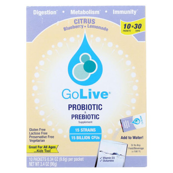 GoLive Probiotic Products Probiotic and Prebiotic - Flavored Packets - Citrus Blueberry and Lemonade - 10/.47oz - 1 each