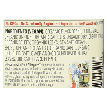 Amy's - Organic Low Fat Black Bean Soup - Case of 12 - 14.5 oz Amy's - Organic Low Fat Black Bean Soup - Case of 12 - 14.5 oz