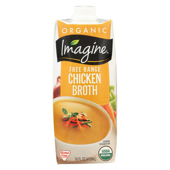 Imagine Foods Chicken Broth - Free Range - Case of 12 - 16 Fl oz.