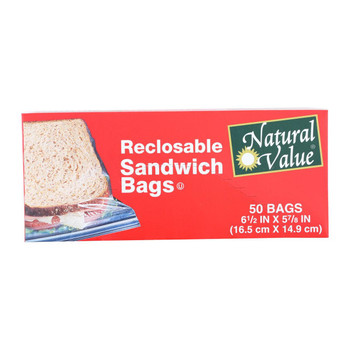 Natural Value Reclosable Sandwich Bags - Case of 12 - 50 Count Natural Value Reclosable Sandwich Bags - Case of 12 - 50 Count