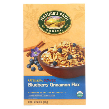 Nature's Path Organic Optimum Power Flax Cereal - Blueberry Cinnamon - Case of 12 - 14 oz.