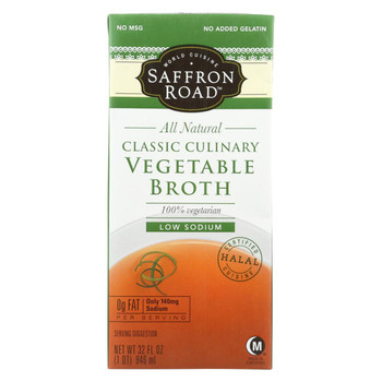 Saffron Road Culinary Vegetable Broth - Classic - Case of 12 - 32 Fl oz.