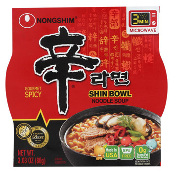 Nong Shim Noodle Soup Bowl - Shin - 3.03 oz. Nong Shim Noodle Soup Bowl - Shin - 3.03 oz.