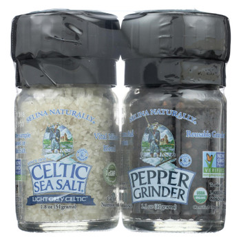 Celtic Sea Salt - Mini Salt & Peppercorn Grinder Set - Case of 6