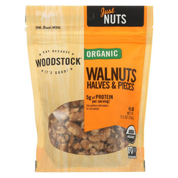 Woodstock Organic Walnuts Halves and Pieces - Case of 8 - 5.5 OZ