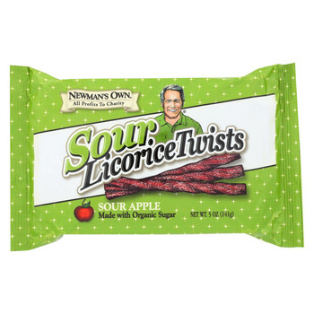 Newman's Own Organics Sour Apple Licorice Twists - Organic - Case of 15 - 5 oz.