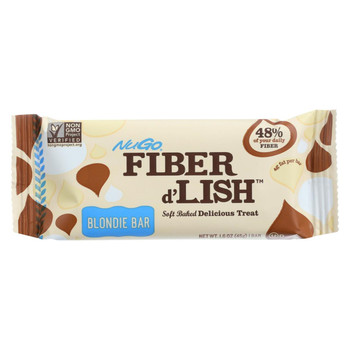 NuGo Nutrition Bar - Fiber dLish - Blondie Bar - 1.6 oz Bars - Case of 16