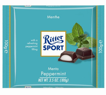 Ritter Sport Chocolate Bar - Dark Chocolate - Peppermint - 3.5 oz Bars - Case of 12