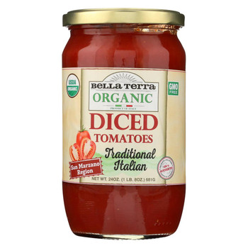 Bella Terra 100% Organic San Marzano Region Diced Plum Tomatoes - Case of 6 - 24 oz Bella Terra 100% Organic San Marzano Region Diced Plum Tomatoes - Case of 6 - 24 oz