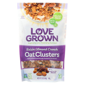 Love Grown Foods Oat Clusters - Raisin Almond Crunch - Case of 6 - 12 oz.